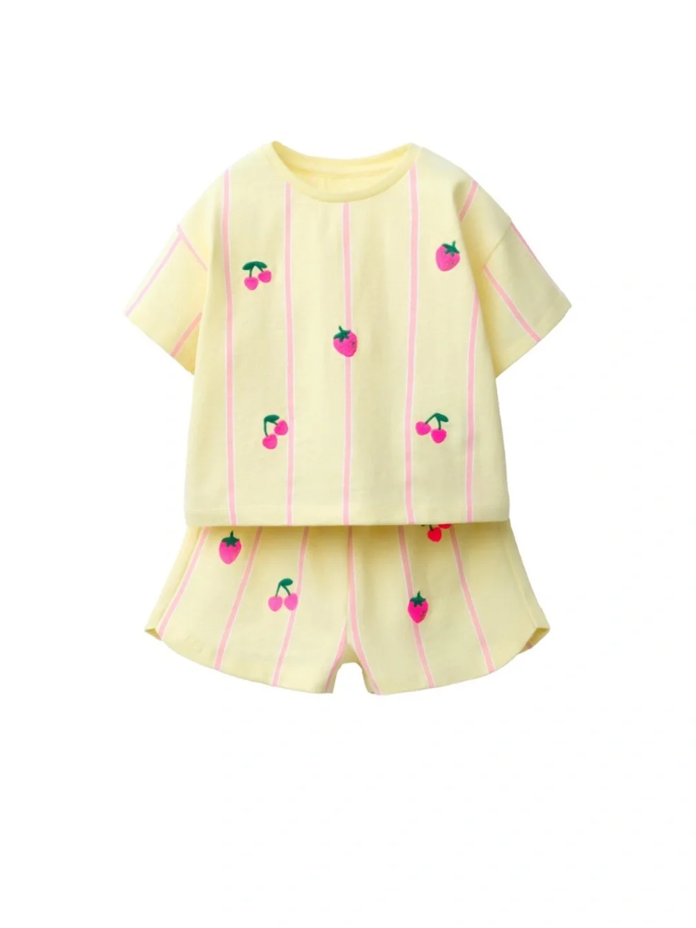 ZARA Yellow Strawberry & Cherry Stripe Kids set
